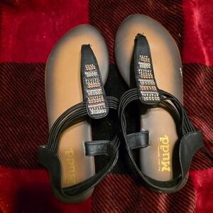 Black Mudd jelly sandals with rhinestone straps